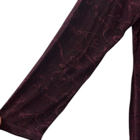 Coldwater Creek Burgundy Paisley Printed Long Straight Open Cardigan XL - Picture 4 of 11